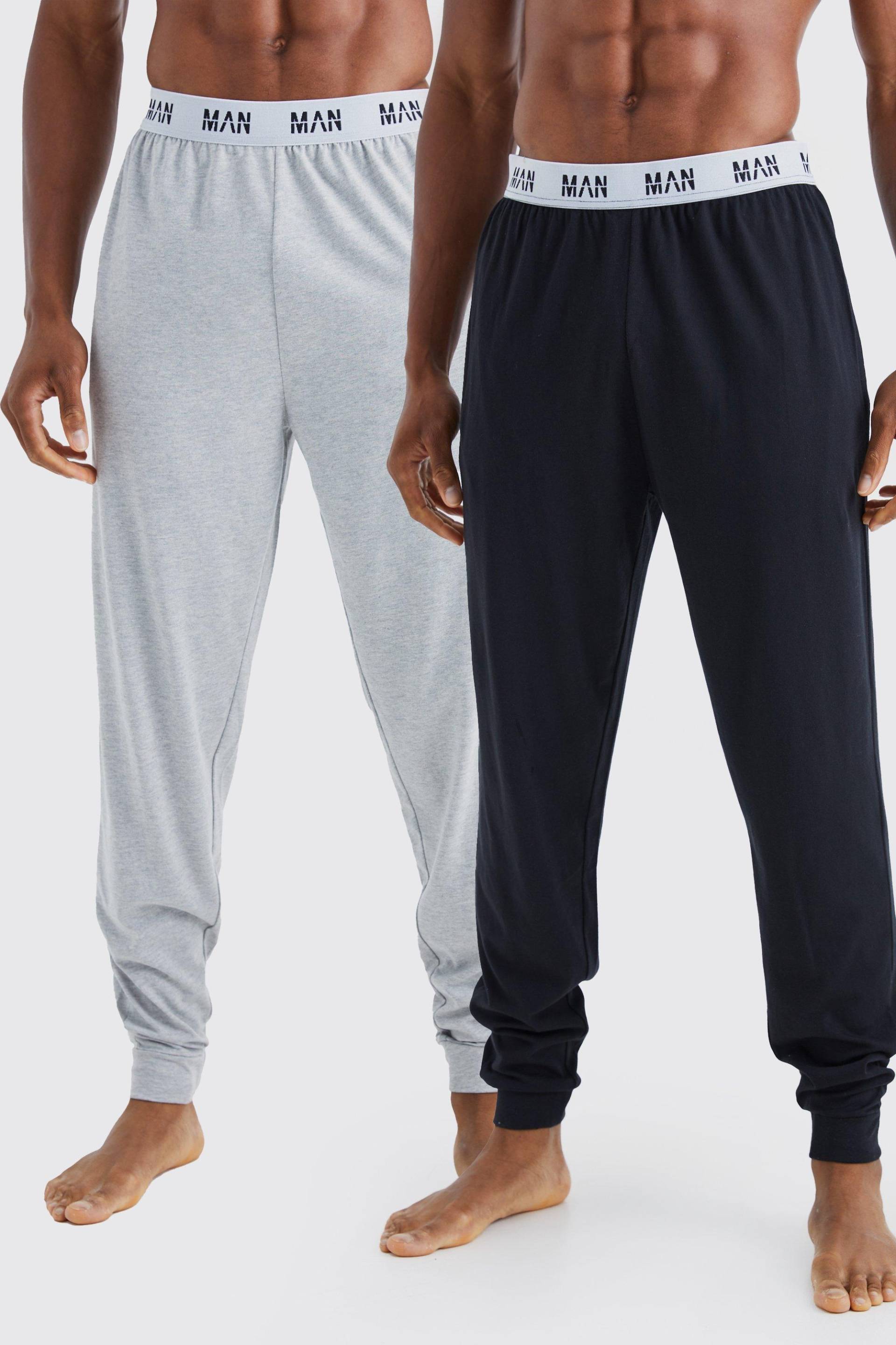 Mens 2er-Pack Man Loungewear-Jogginghose - Mehrfarbig - XL, Mehrfarbig von boohooman