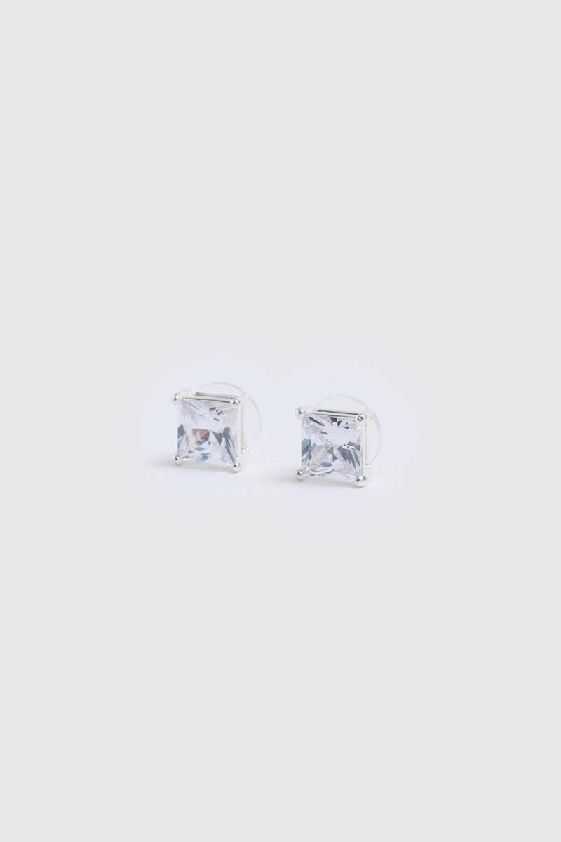 2er-Pack eckige Ohrringe - Silber - ONE SIZE, Silber von boohooman