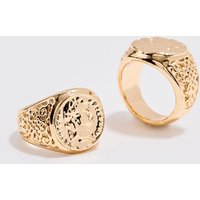 2er-Pack goldene Siegelringe - M/L, Gold von boohooman