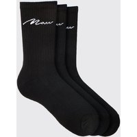 Mens 3 Pack Man Signature Sport Socks - Schwarz - ONE SIZE, Schwarz von boohooman