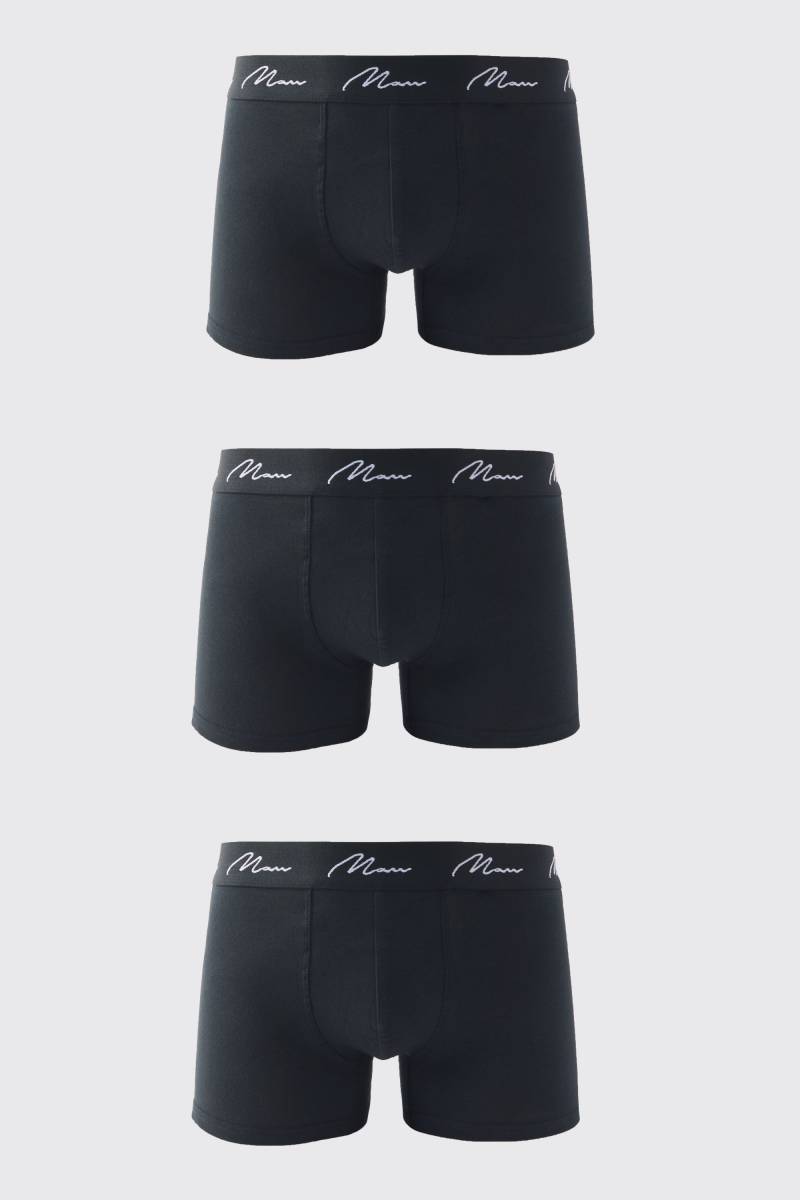 3er-Pack Man Signature Boxershorts - Schwarz - L, Schwarz von boohooman