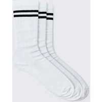 Mens 3 Pack Sport Stripe Socks - Weiß - ONE SIZE, Weiß von boohooman