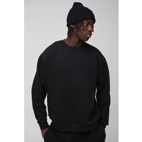Oversize Basic Rundhals-Sweatshirt - Schwarz - XS, Schwarz von boohooman