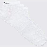 Mens 3er-Pack Man Signature Sneaker-Socken - Weiß - ONE SIZE, Weiß von boohooman