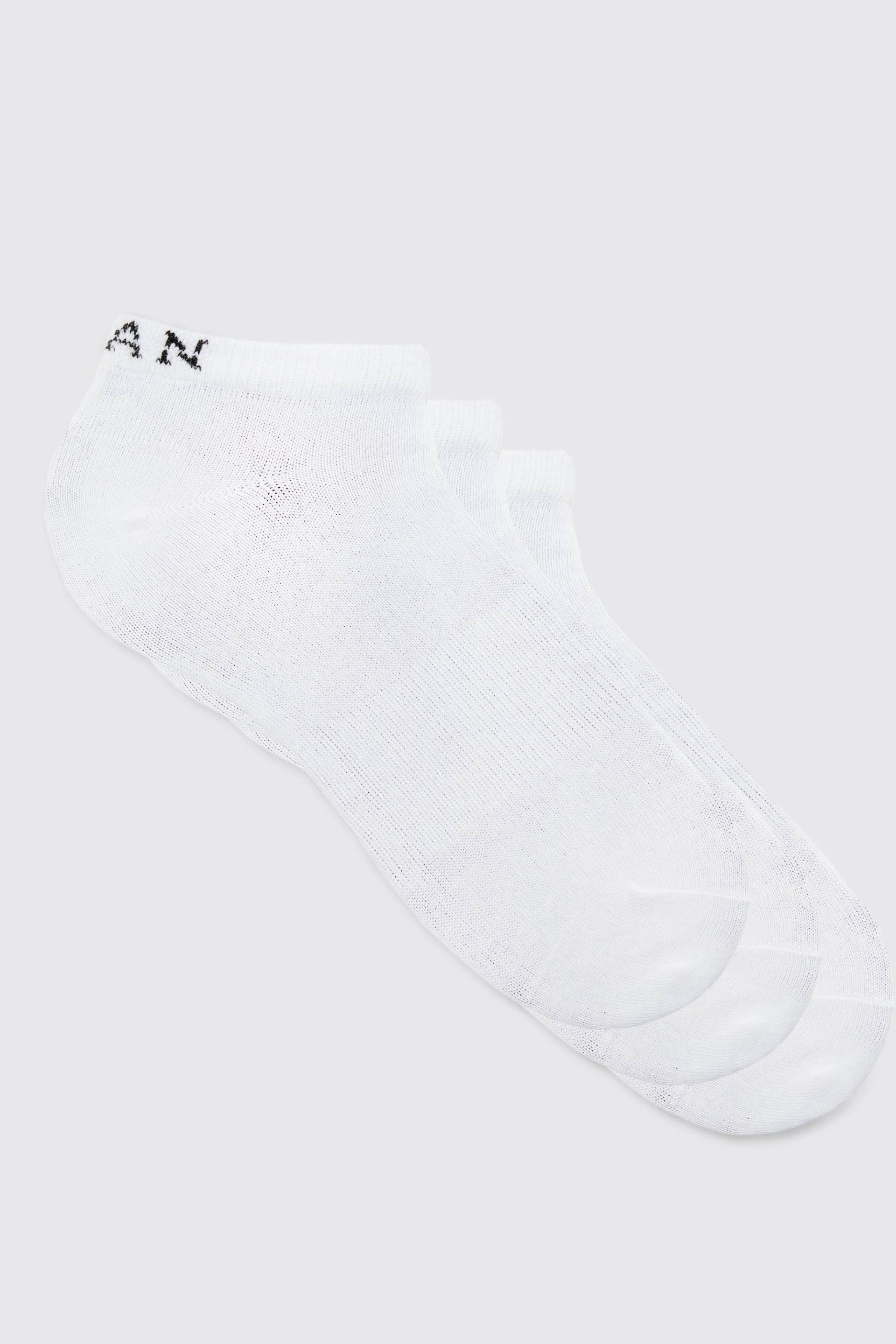 Mens 3er-Pack Man Sneaker-Socken - Weiß - ONE SIZE, Weiß von boohooman