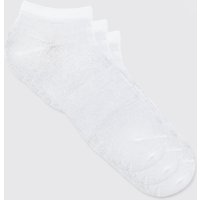 Mens 3er-Pack einfache Sneaker-Socken - Weiß - ONE SIZE, Weiß von boohooman