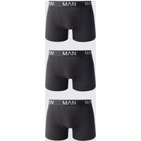 Mens 3er-Pack mittellange Man-Dash Repeat Boxershorts - Schwarz - M, Schwarz von boohooman