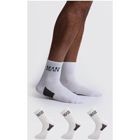 Mens 3er-Pack stützende Man Dash Socken - Weiß - One Size, Weiß von boohooman