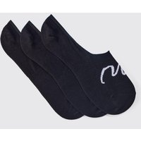 Mens 3er-Pack unsichtbare Man Signature Socken - Schwarz - ONE SIZE, Schwarz von boohooman