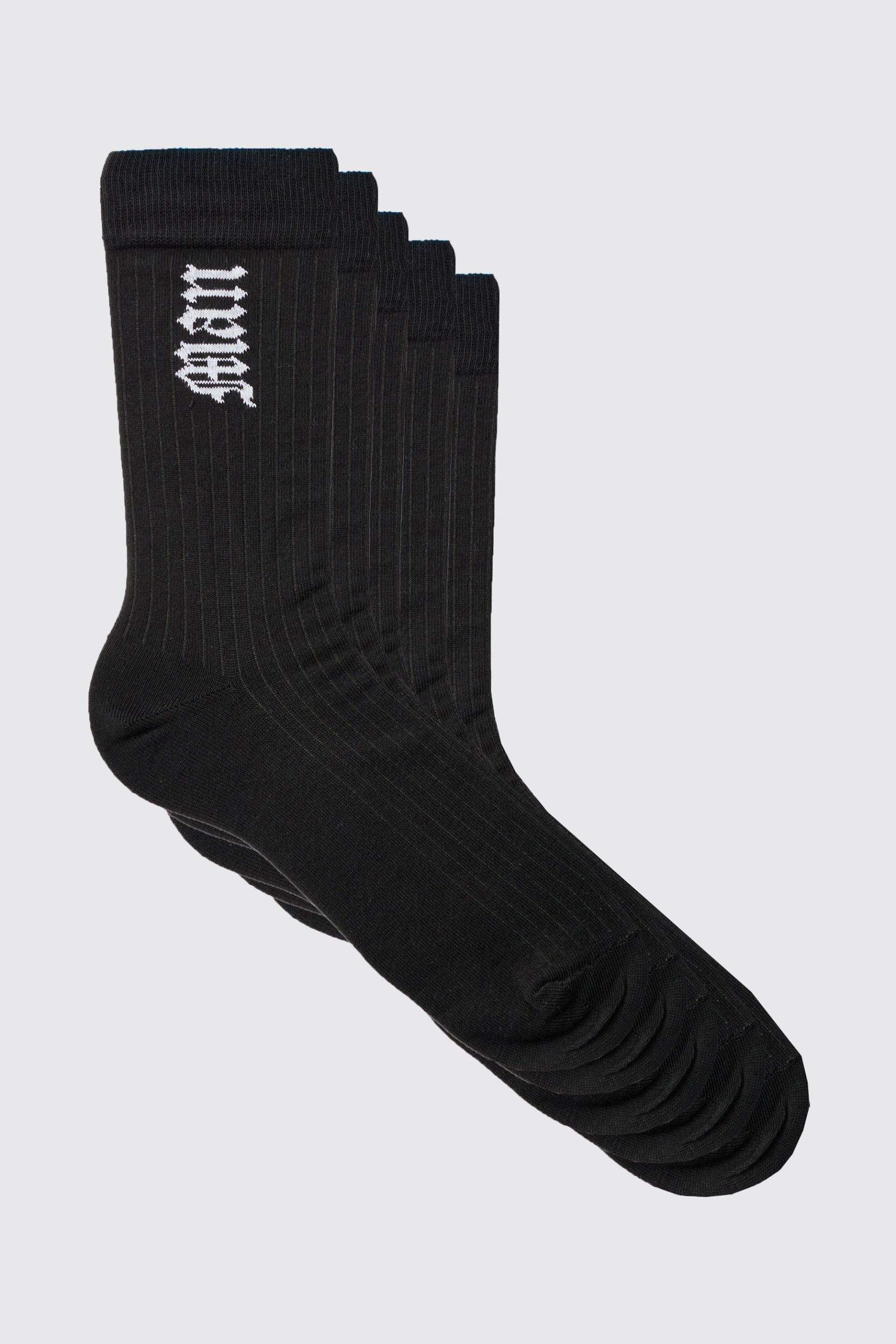 Mens 5 Pack Gothic Man Sports Socks - Schwarz - ONE SIZE, Schwarz von boohooman