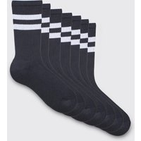 Mens 5er-Pack Sport-Socken mit Streifen - Schwarz - ONE SIZE, Schwarz von boohooman