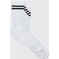 Mens 5 Pack Sport Stripe Socks - Weiß - ONE SIZE, Weiß von boohooman