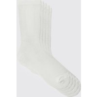 Mens 5 Plain Sports Socks - Weiß - ONE SIZE, Weiß von boohooman