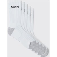5er-Pack Man Active Training Rundhals Socken - Weiß - ONE SIZE, Weiß von boohooman
