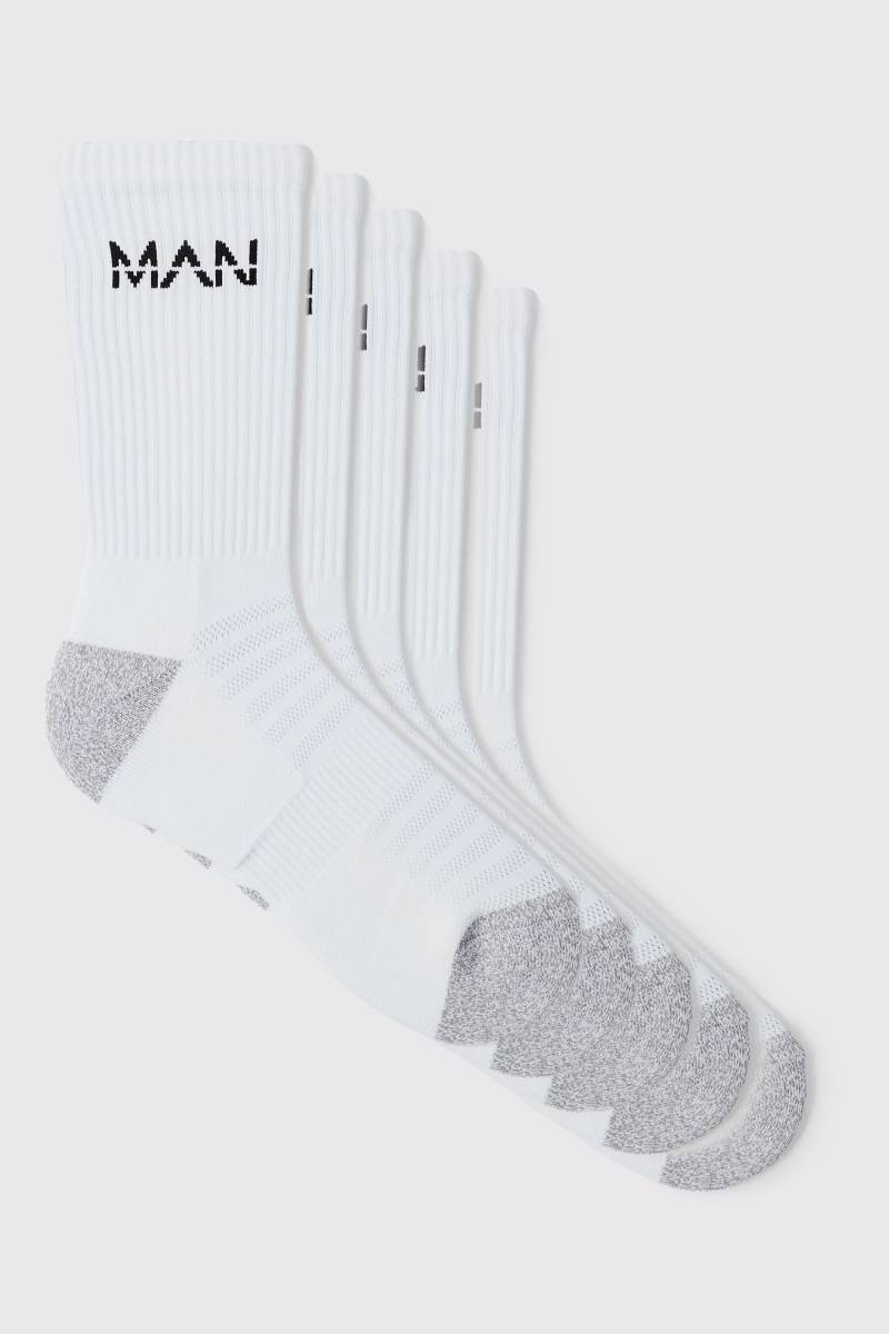 5er-Pack Man Active Training Rundhals Socken - Weiß - ONE SIZE, Weiß von boohooman