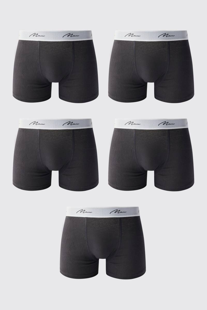 5er-Pack Man Signature Boxershorts - Schwarz - XS, Schwarz von boohooman