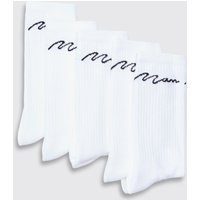 Mens 5er-Pack Man Signature Sport-Socken - Weiß - ONE SIZE, Weiß von boohooman