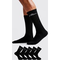 Mens 5er-Pack Man Signature Sportsocken - schwarz - One Size, schwarz von boohooman