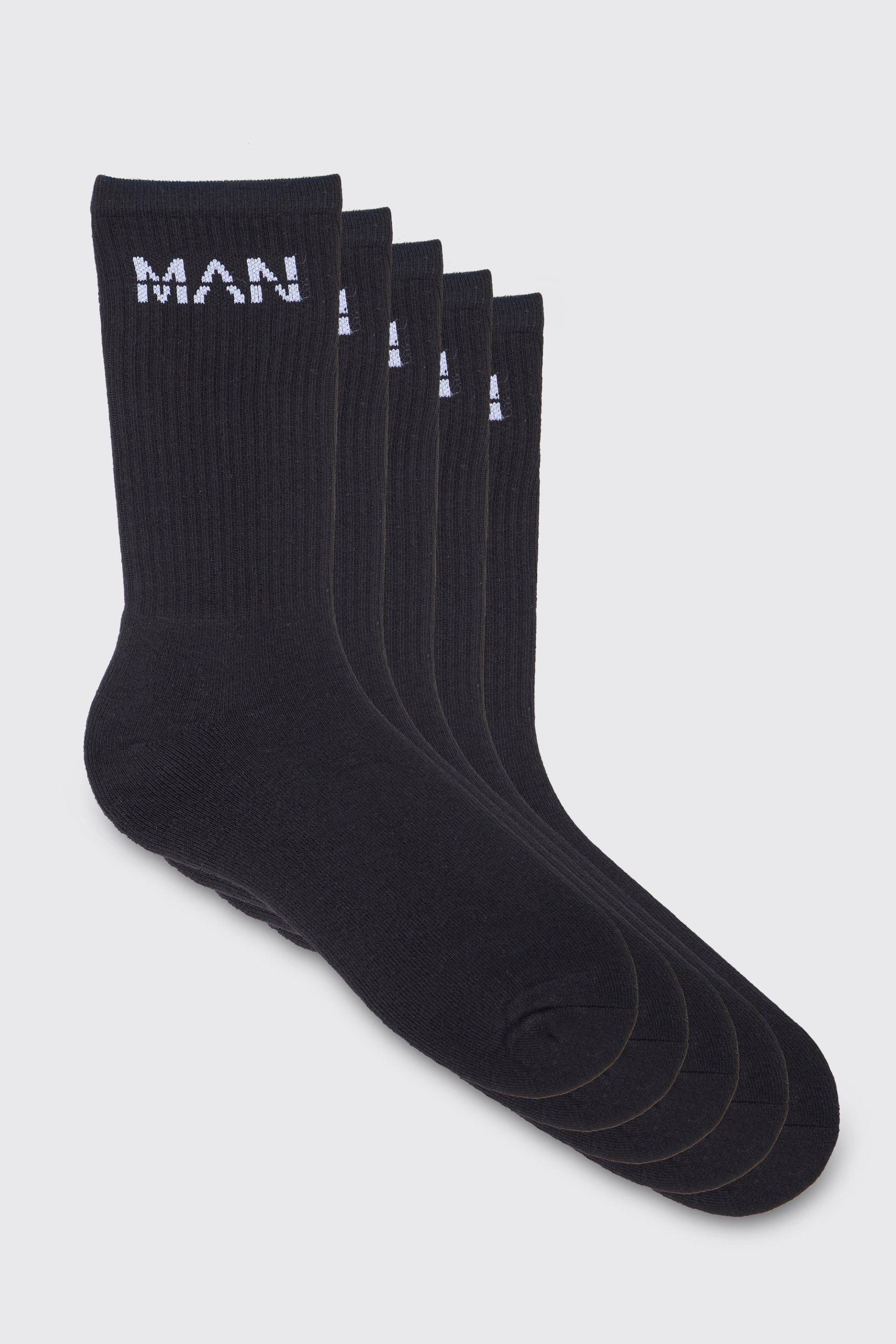 Mens 5er-Pack Man Sport-Socken - Schwarz - ONE SIZE, Schwarz von boohooman