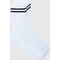 Mens 5er-Pack Sport-Socken mit Streifen - Weiß - ONE SIZE, Weiß von boohooman