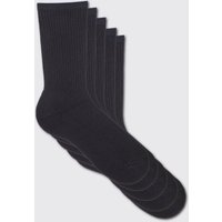 Mens 5er-Pack einfache Sport-Socken - Schwarz - ONE SIZE, Schwarz von boohooman