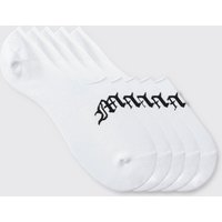 Mens 5er-Pack unsichtbare Gothic Man Socken - Weiß - ONE SIZE, Weiß von boohooman