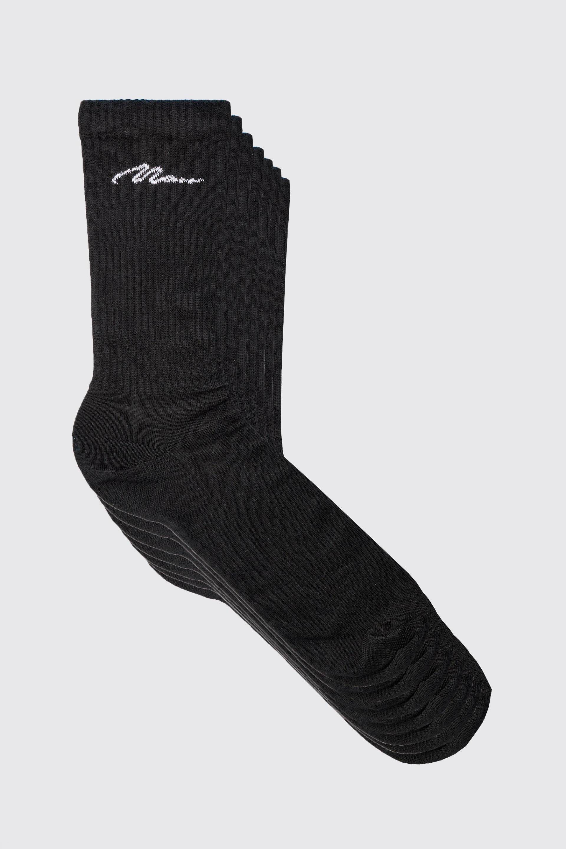 Mens 7 Pack Man Signature Sport Socks - Schwarz - ONE SIZE, Schwarz von boohooman