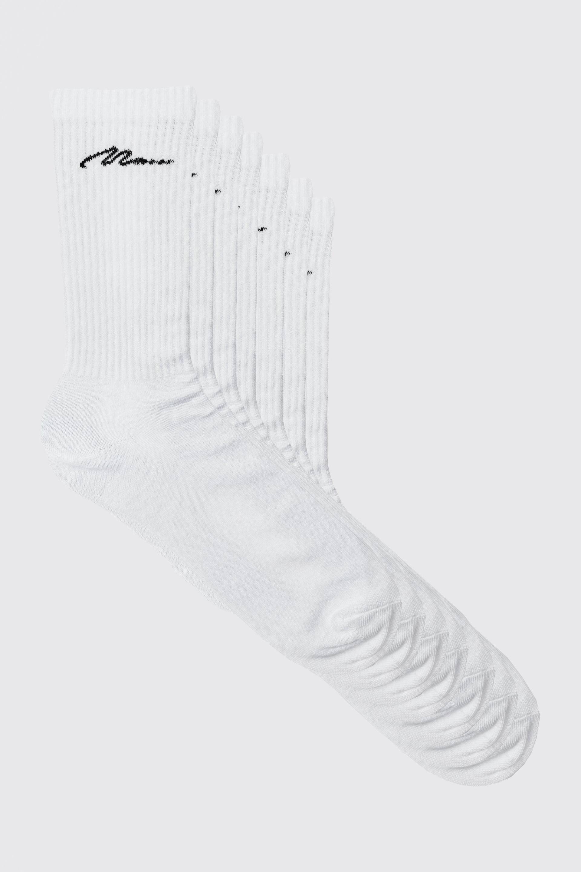 Mens 7 Pack Man Signature Sport Socks - Weiß - ONE SIZE, Weiß von boohooman