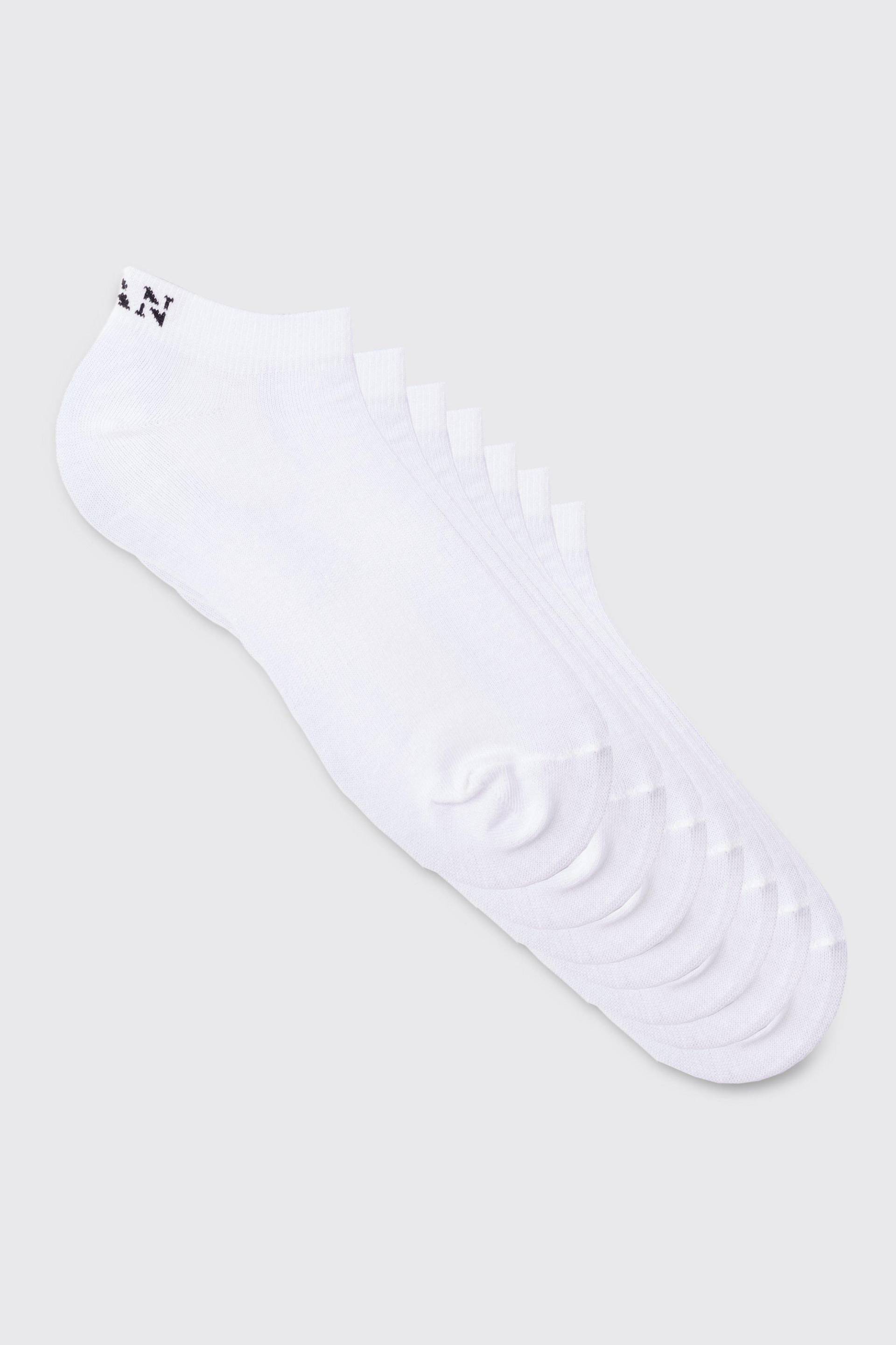 Mens 7er-Pack MAN Dash Sportsocken - Weiß - One Size, Weiß von boohooman