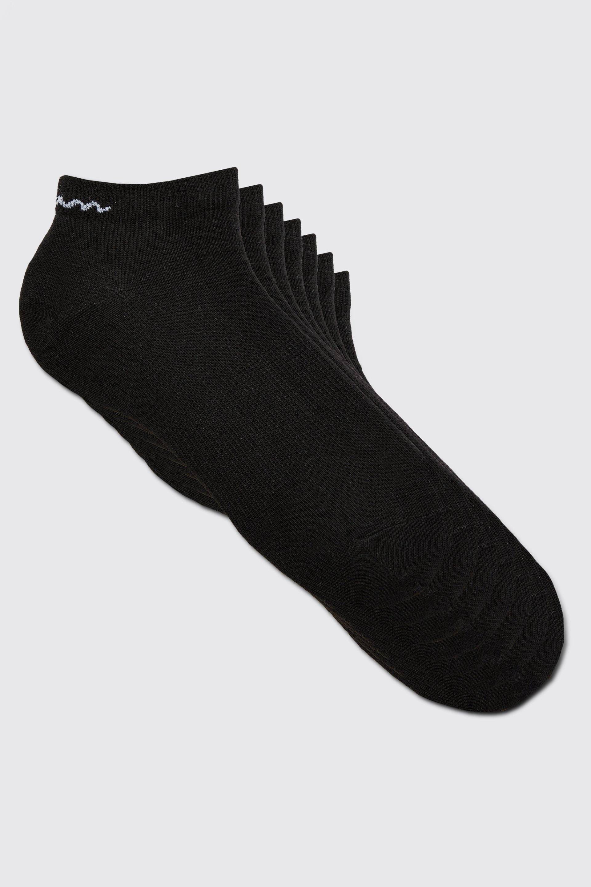 Mens 7er-Pack Man Signature Sneaker-Socken - Schwarz - ONE SIZE, Schwarz von boohooman