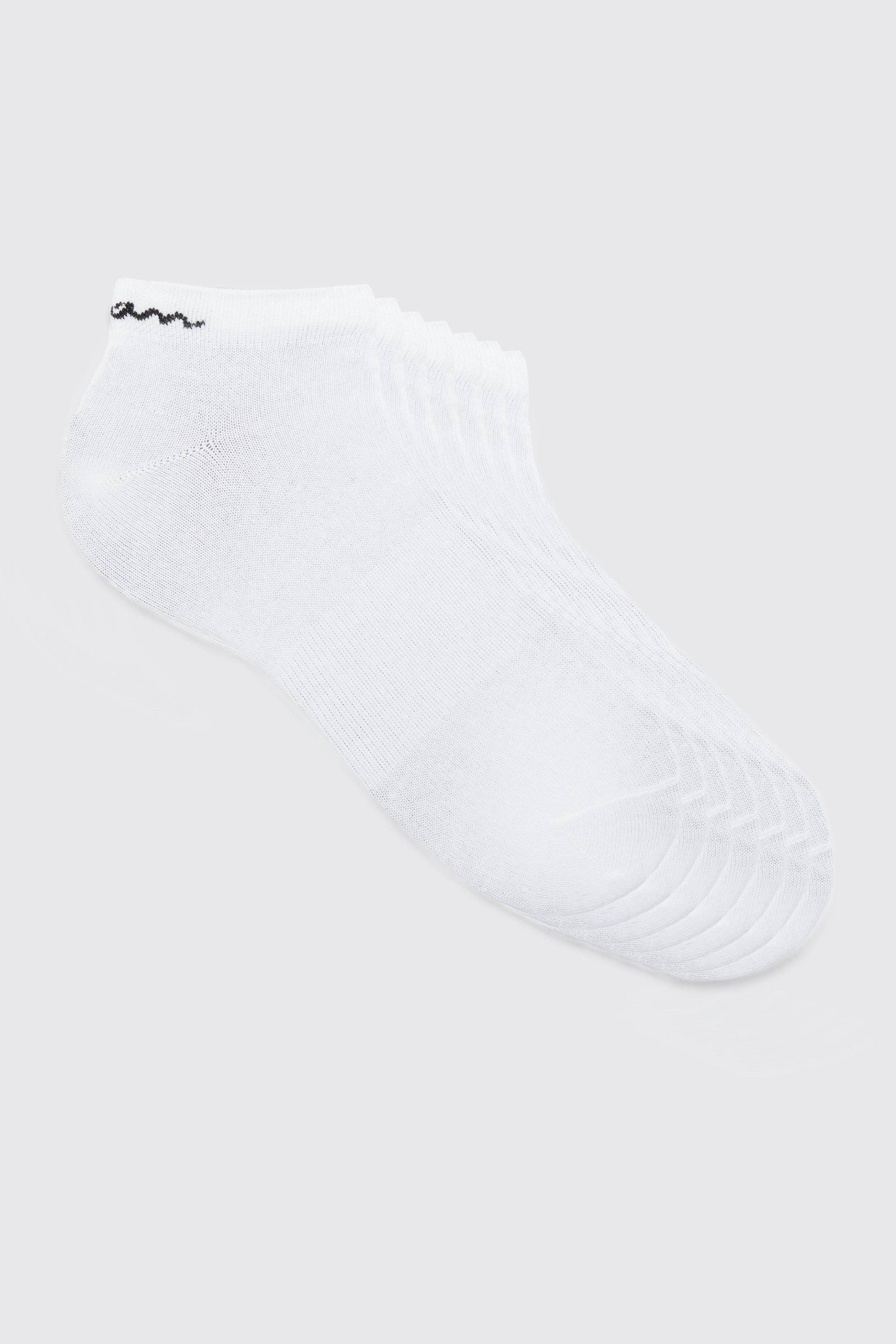 Mens 7er-Pack Man Signature Sneaker-Socken - Weiß - ONE SIZE, Weiß von boohooman