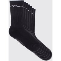 Mens 7er-Pack Man Signature Sport-Socken - Schwarz - ONE SIZE, Schwarz von boohooman