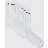Mens 7er-Pack Man Signature Sport-Socken - Weiß - ONE SIZE, Weiß von boohooman