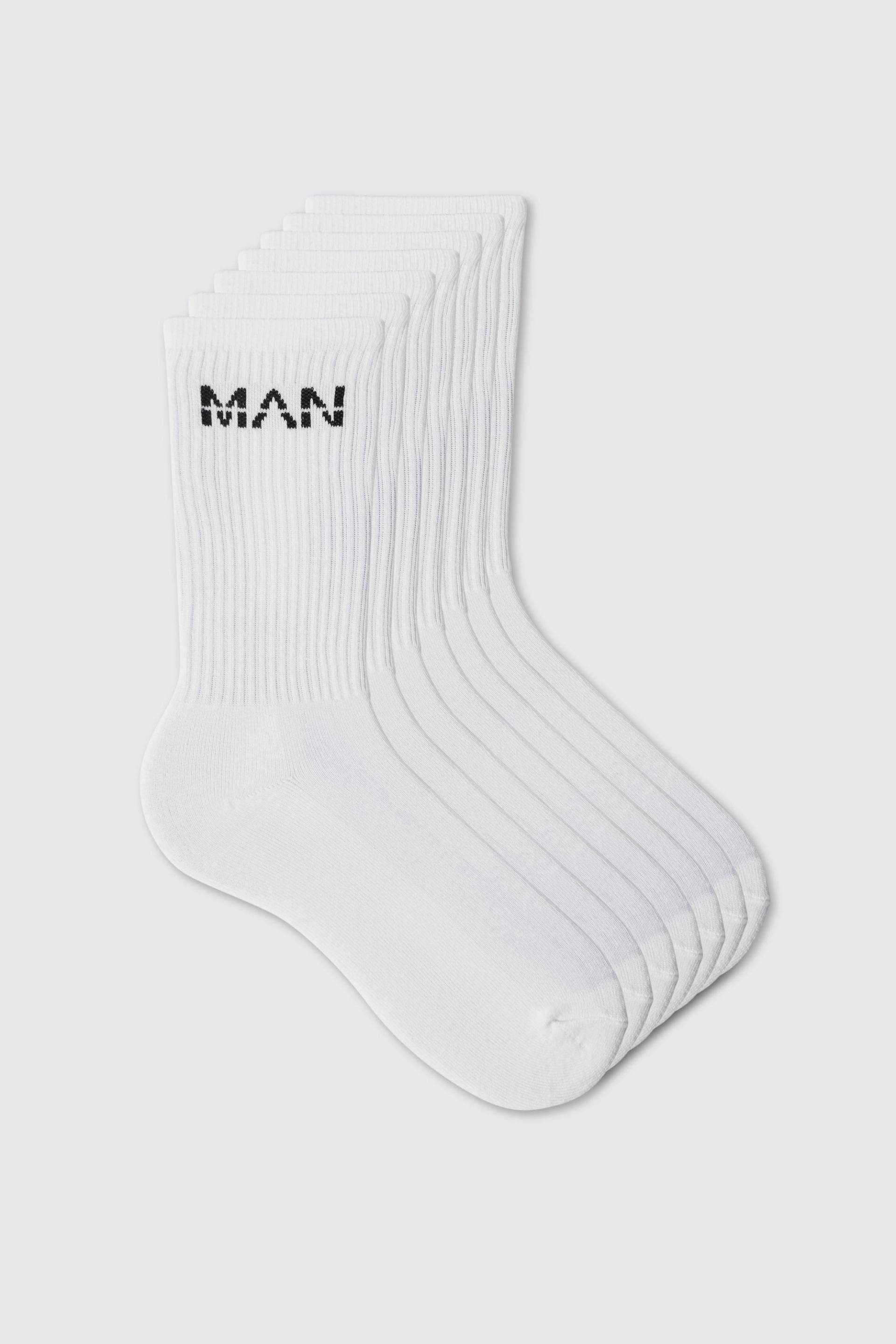 Mens 7er-Pack Man Sport-Socken - Weiß - ONE SIZE, Weiß von boohooman