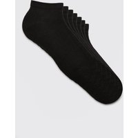 Mens 7er-Pack einfache Sneaker-Socken - Schwarz - ONE SIZE, Schwarz von boohooman