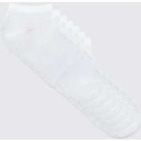 Mens 7er-Pack einfache Sneaker-Socken - Weiß - ONE SIZE, Weiß von boohooman