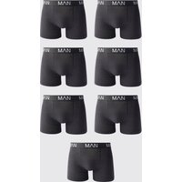 7er-Pack mittellange Man-Dash Repeat Boxershorts - Schwarz - XS, Schwarz von boohooman