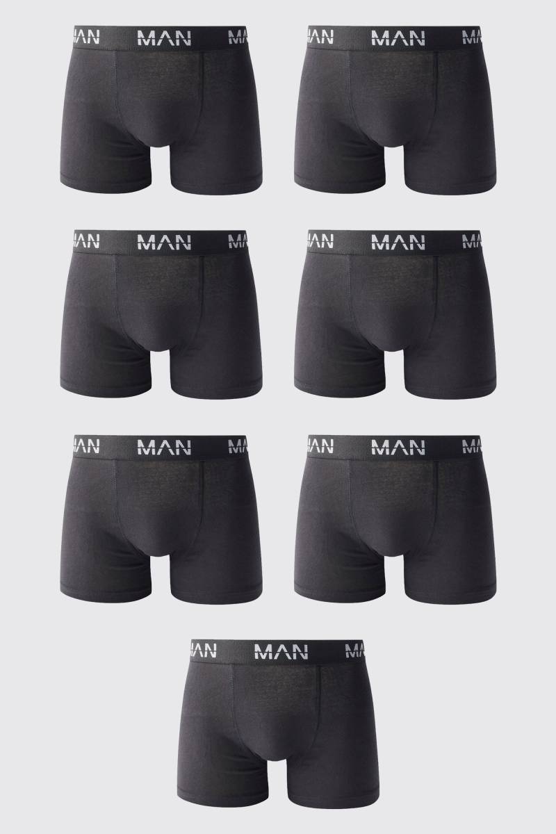 7er-Pack mittellange Man-Dash Repeat Boxershorts - Schwarz - XS, Schwarz von boohooman