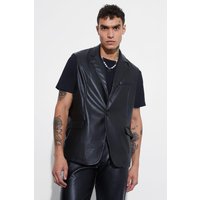 Ärmellose einreihige PU-Anzugjacke - Schwarz - 40, Schwarz von boohooman