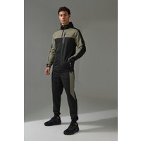 Active Colorblock Trainingsanzug mit Kapuze - Khaki - XS, Khaki Active Colorblock Trainingsanzug mit Kapuze - Khaki - XS, Khaki von boohooman