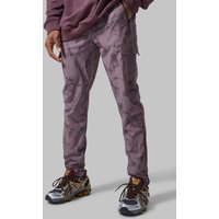 Mens Active Skinny Cargo-Jogginghose mit Acid-Waschung - dusty red - XS, dusty red von boohooman