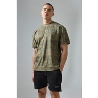 Mens Active Training Dept Camouflage T-Shirt & Shorts - Khaki - XS, Khaki von boohooman