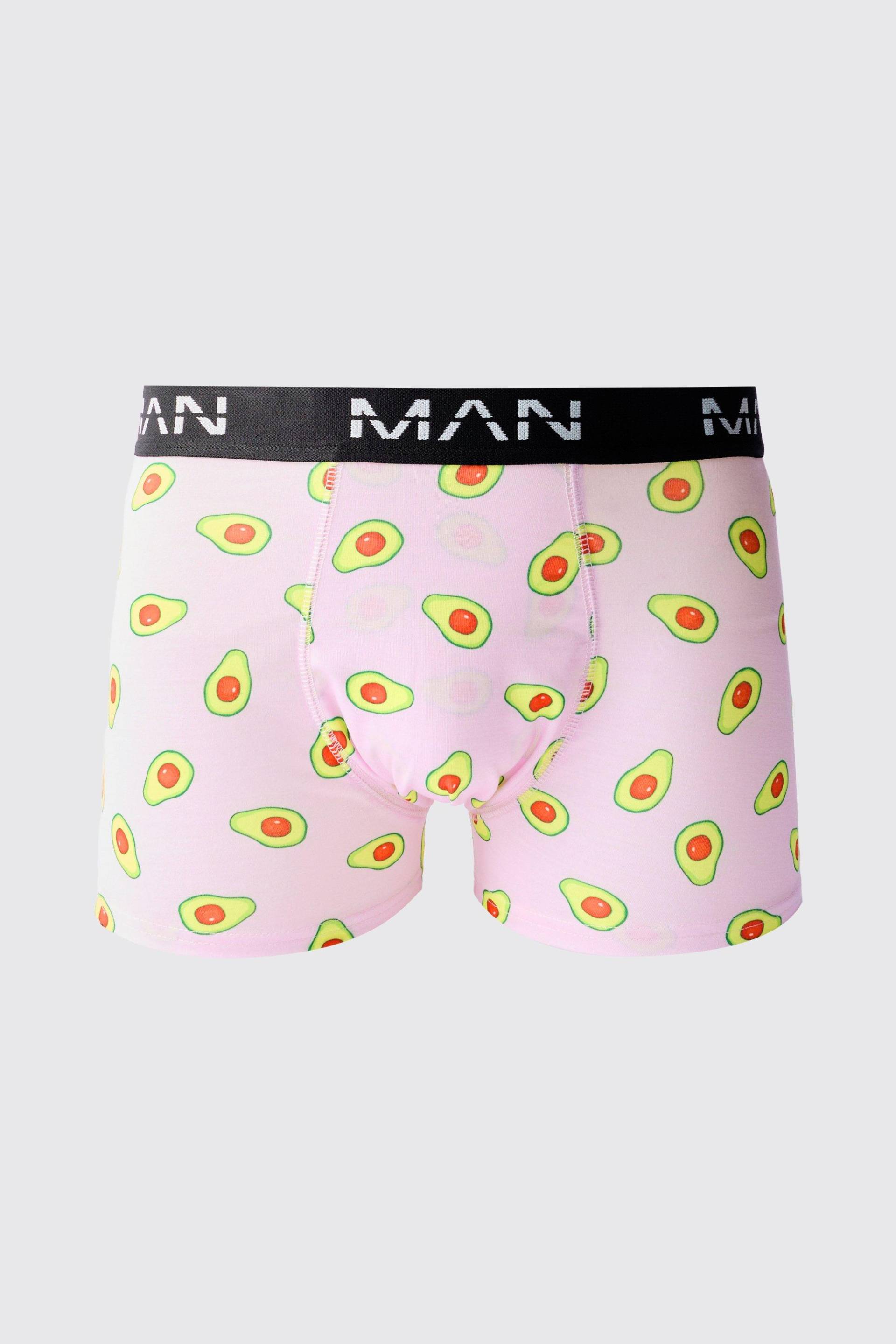 Mens Man Boxershorts mit Avocado-Print - Mehrfarbig - XL, Mehrfarbig von boohooman
