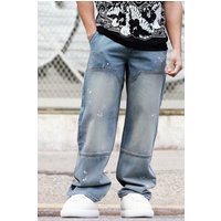 Mens Baggy Rigid Carpenter Jeans - Grau - 28R, Grau von boohooman