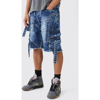 Mens Baggy Rigid Strap And Buckle Detail Jeans In Light Blue - Indigo - 28R, Indigo von boohooman