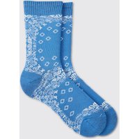 Mens Bandana Print Socks - Blau - ONE SIZE, Blau von boohooman