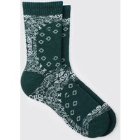 Mens Bandana Print Socks - Grün - ONE SIZE, Grün von boohooman