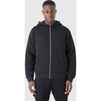 Basic Hoodie mit Reißverschluss - Schwarz - L, Schwarz von boohooman