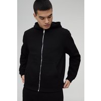 Basic Hoodie mit Reißverschluss - Schwarz - XL, Schwarz von boohooman