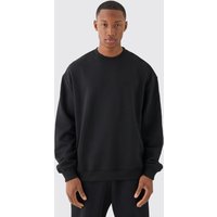 Mens Basic Oversized Crew Neck Sweatshirt - Schwarz - XS, Schwarz von boohooman